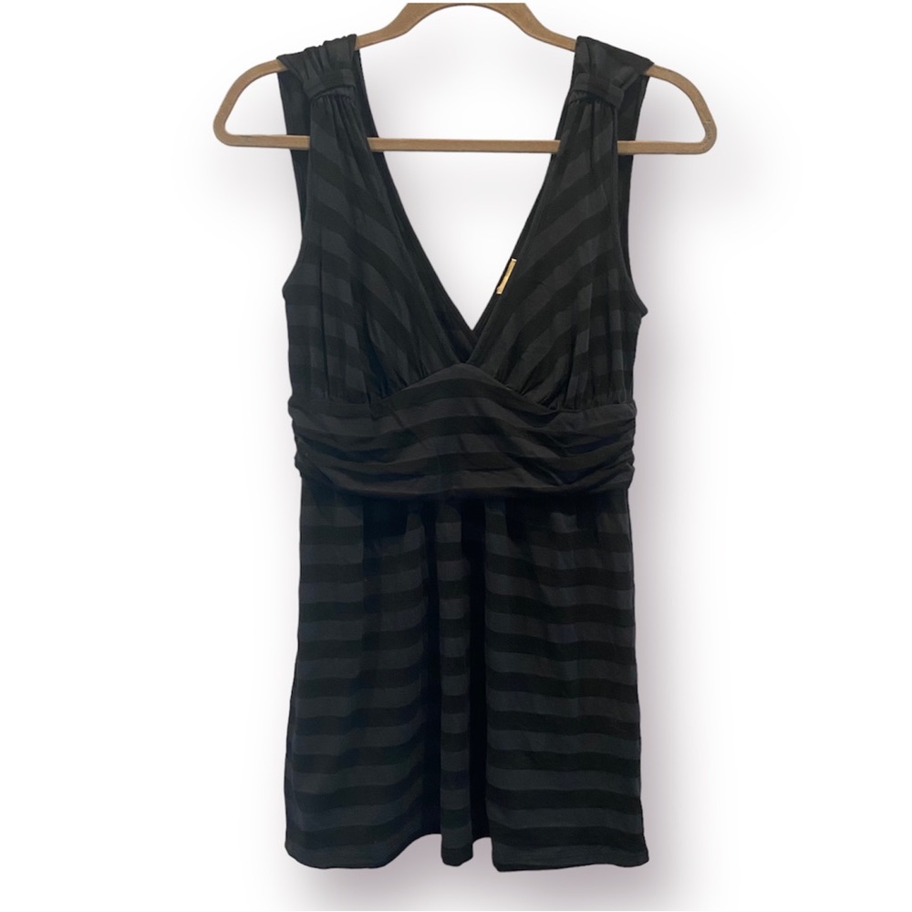 Ella Moss Black Striped V-Neck Tank
